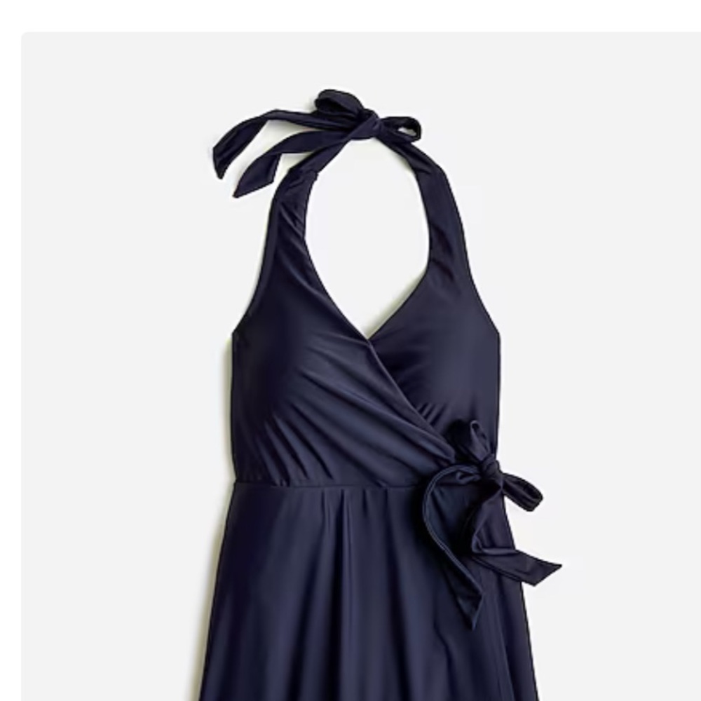 J Crew Navy Halter Wrap One Piece Swimdress